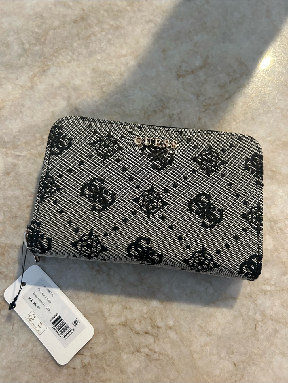 Guess Gray Wallet with Black Logo Monogram